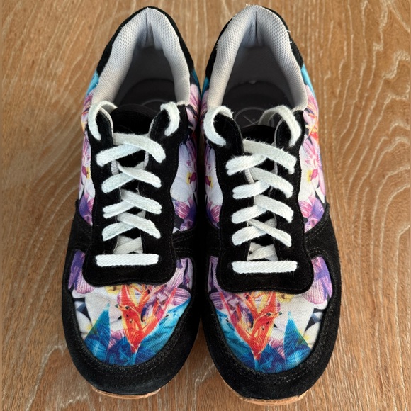 INKKAS Caladium Black Floral Tropical Print Women’s Jogger Sneakers Size 9 - Picture 4 of 14